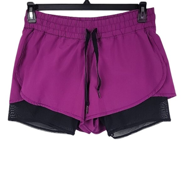 Lululemon Split Second Shorts Women Size 10 Purple Long Liner Running Athleisure - Picture 1 of 12
